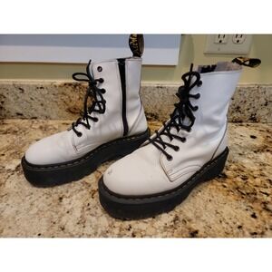 Dr. Martens Jadon White Leather Platform Ankle Lace-Up Boots US 7 EU 39